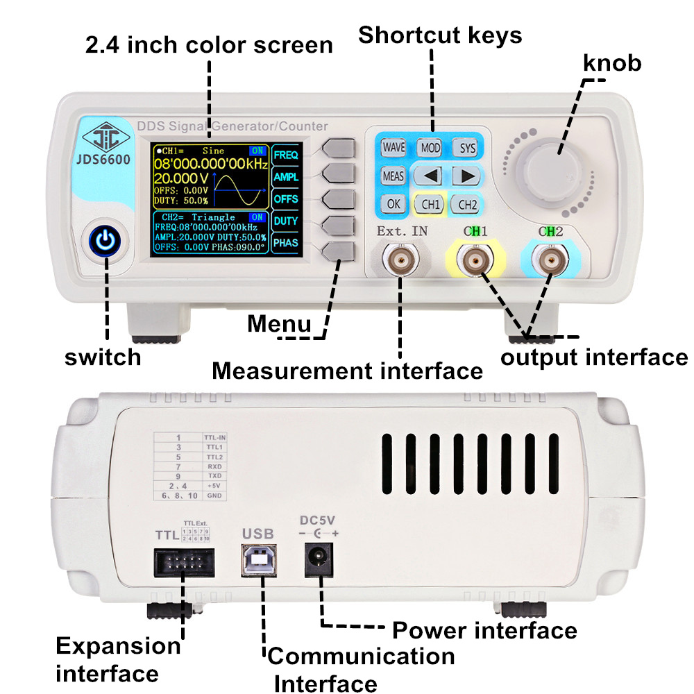 Generador de Señales DDS YAO J - Dual Channel Arbitrary Waveform Function Generator 60Mhz reseña y precio